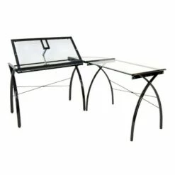 Studio Designs Futura L-Shaped Desk with Adjustable Top - Black/Clear Glass -Outlet Desks Store unnamed file 7885