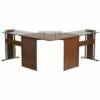 Laminate Corner Desk with Pull - Out Keyboard Tray and Cpu Cart - Teakwood Laminate Top/Silver Frame - Riverstone Furniture Collection -Outlet Desks Store unnamed file 7933