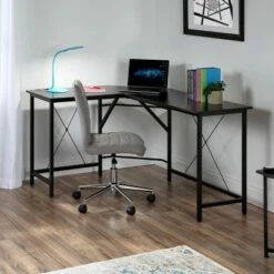 58" Modern L Shaped Desk - OFM Black -Outlet Desks Store unnamed file 7943