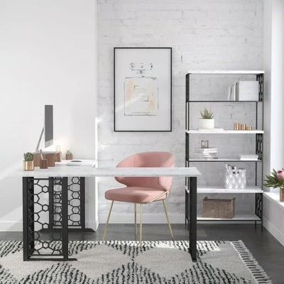 Ella L Desk - Cosmoliving By Cosmopolitan White/black 3 Ella L Desk - Cosmoliving By Cosmopolitan White/black - Image 2