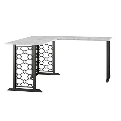 Ella L Desk - Cosmoliving By Cosmopolitan White/black 5 Ella L Desk - Cosmoliving By Cosmopolitan White/black - Image 4