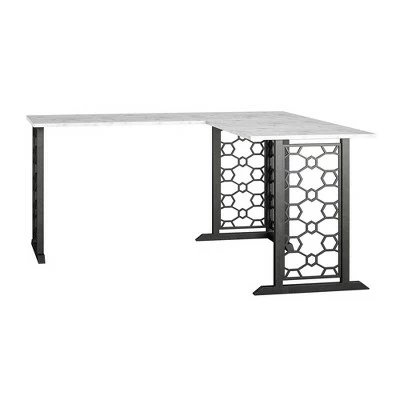 Ella L Desk - Cosmoliving By Cosmopolitan White/black 8 Ella L Desk - Cosmoliving By Cosmopolitan White/black - Image 7