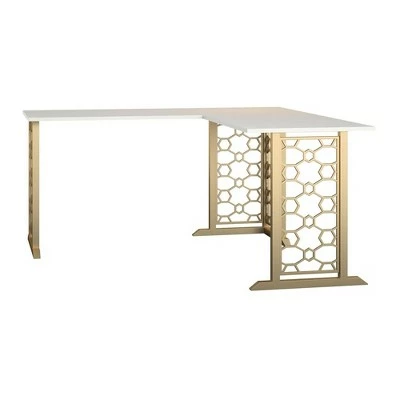 Ella L Desk - Cosmoliving By Cosmopolitan White/black 9 Ella L Desk - Cosmoliving By Cosmopolitan White/black - Image 8