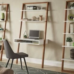 38" Phyliss White Metal Leaning Desk and Ladder Shelves - Inspire Q Black -Outlet Desks Store unnamed file 7973