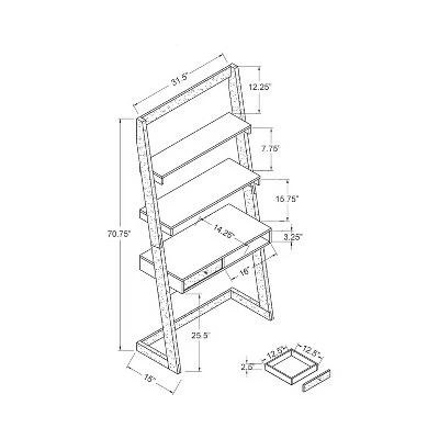 Holten 2 Open Shelves Leaning Desk Black/Distressed Gray - miBasics 8 Holten 2 Open Shelves Leaning Desk Black/Distressed Gray - miBasics - Image 6