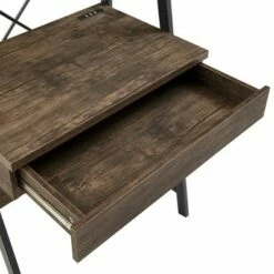 Irwin Metal Rustic 1 Drawer Ladder Desk with USB Charging Station Black - Inspire Q -Outlet Desks Store unnamed file 8030