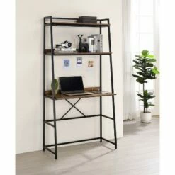 Maybole Writing Desk with Bookcase and USB Plug - HOMES: Inside + Out Brown/black