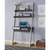 Holten 2 Open Shelves Leaning Desk White Oak/Distressed Gray - miBasics