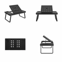 Room & Joy Folding Lap Activity Tray with Molded Cup and Electronic Device Holder Black - Room & Joy