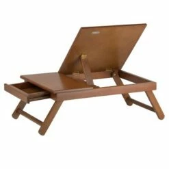 Alden Lap Desk, Flip Top with Drawer, Foldable Legs Teak Brown - Winsome -Outlet Desks Store unnamed file 8082
