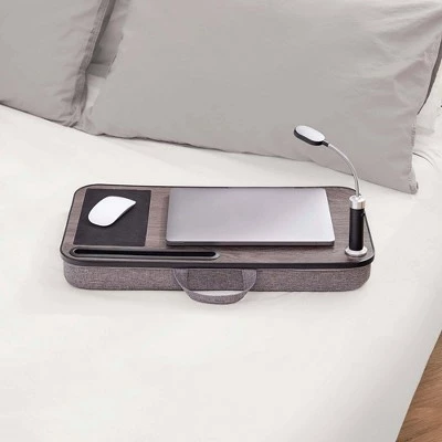 LED Light Mouse Pad and Slot Mac Lap Desk Brown/Gray - Teamson Home 3 LED Light Mouse Pad and Slot Mac Lap Desk Brown/Gray - Teamson Home