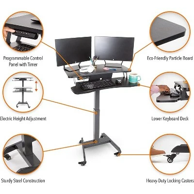 Cruizer Premier Electric Height Adjustable Mobile Podium with Keyboard Tray – Black – Stand Steady 5 Cruizer Premier Electric Height Adjustable Mobile Podium with Keyboard Tray – Black – Stand Steady - Image 4