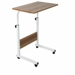 Mind Reader Adjustable Height Rolling Laptop Desk, White, Wood
