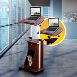 Rolling Adjustable Laptop Cart with Storage - Techni Mobili Black -Outlet Desks Store unnamed file 8264