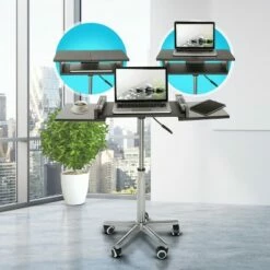 Folding Table Laptop Cart Graphite - Techni Mobili