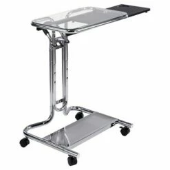 Calico Designs Laptop Cart w/ Extending Side Shelf - Chrome / Clear
