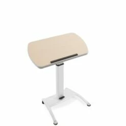 Cruizer Pivot Mobile Podium – Tilting Desktop and Pneumatic Height Adjustment – White – Stand Steady