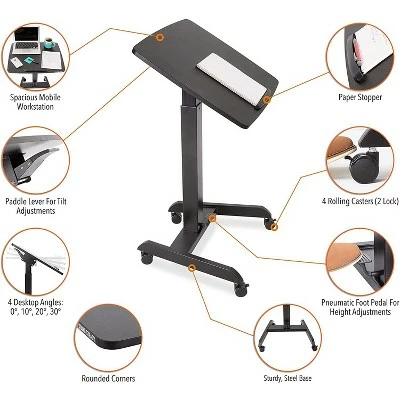 Cruizer 360 Tilting Mobile Podium with Pneumatic Height Adjustments – Black – Stand Steady 6 Cruizer 360 Tilting Mobile Podium with Pneumatic Height Adjustments – Black – Stand Steady - Image 4