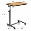 Costway Set of 2 Overbed Rolling Table Over Bed Laptop Desk Tilting Top Natural