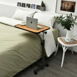 Costway Set of 2 Overbed Rolling Table Over Bed Laptop Desk Tilting Top Natural -Outlet Desks Store unnamed file 8411