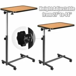 Costway Set of 2 Overbed Rolling Table Over Bed Laptop Desk Tilting Top Natural -Outlet Desks Store unnamed file 8413