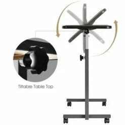 Costway Set of 2 Overbed Rolling Table Over Bed Laptop Desk Tilting Top Natural -Outlet Desks Store unnamed file 8414