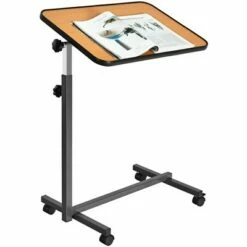 Costway Set of 2 Overbed Rolling Table Over Bed Laptop Desk Tilting Top Natural -Outlet Desks Store unnamed file 8417