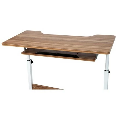 Mind Reader Adjustable Height Rolling Laptop Desk with Pull Out Shelf, White, Wood 5 Mind Reader Adjustable Height Rolling Laptop Desk with Pull Out Shelf, White, Wood - Image 3