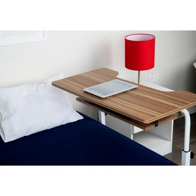 Mind Reader Adjustable Height Rolling Laptop Desk with Pull Out Shelf, White, Wood 7 Mind Reader Adjustable Height Rolling Laptop Desk with Pull Out Shelf, White, Wood - Image 5