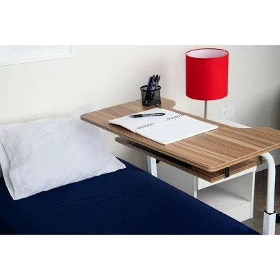 Mind Reader Adjustable Height Rolling Laptop Desk with Pull Out Shelf, White, Wood 8 Mind Reader Adjustable Height Rolling Laptop Desk with Pull Out Shelf, White, Wood - Image 6