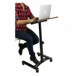 Mind Reader Adjustable Standing and Sitting Laptop Cart, Black
