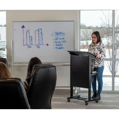 Stand Up Desk Store Mobile Adjustable Height Rolling Lectern Podium with Heavy Duty Steel Frame 5 Stand Up Desk Store Mobile Adjustable Height Rolling Lectern Podium with Heavy Duty Steel Frame - Image 3