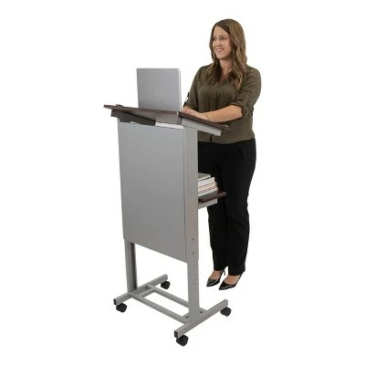 Stand Up Desk Store Mobile Adjustable Height Rolling Lectern Podium with Heavy Duty Steel Frame 7 Stand Up Desk Store Mobile Adjustable Height Rolling Lectern Podium with Heavy Duty Steel Frame - Image 5