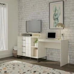 Kelly 3 In 1 Media Dresser and Desk Combo Ivory Oak - Novogratz -Outlet Desks Store unnamed file 850