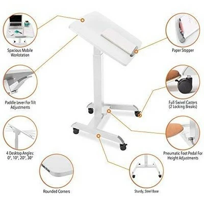 Cruizer 360 Tilting Mobile Podium with Pneumatic Height Adjustments – White – Stand Steady 6 Cruizer 360 Tilting Mobile Podium with Pneumatic Height Adjustments – White – Stand Steady - Image 4