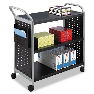 Safco Scoot Three-Shelf Utility Cart 31w x 18d x 38h Black/Silver 5339BL 2 Safco Scoot Three-Shelf Utility Cart 31w x 18d x 38h Black/Silver 5339BL