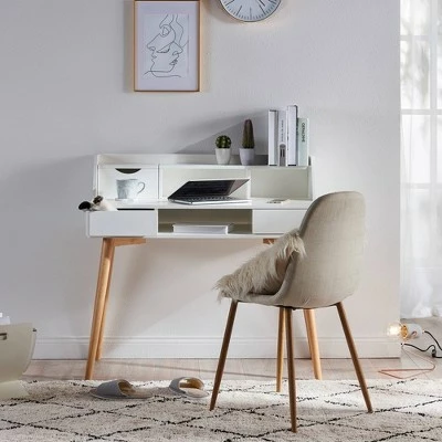 Teamson Home Creativo Stylish Desk with Solid Wood Leg - Versanora White/natural 6 Teamson Home Creativo Stylish Desk with Solid Wood Leg - Versanora White/natural - Image 5