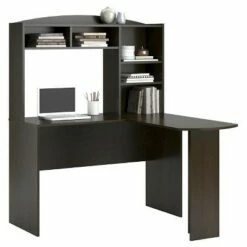 Danford L Shaped Computer Desk with Storage Hutch - Room & Joy Walnut