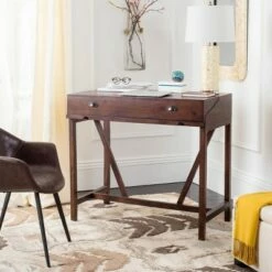 Wyatt Wood Secretary Desk with Drawers - Safavieh Black