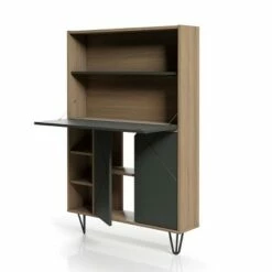 Slim Secretary Desk - Nexera Nutmeg/charcoal Gray