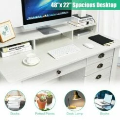 Costway Computer Desk PC Laptop Writing Table Workstation Student Study Furniture White -Outlet Desks Store unnamed file 884