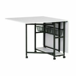 30" Fixed Height Mobile Fabric Cutting Table with Storage Charcoal/White - Sew Ready -Outlet Desks Store unnamed file 8996