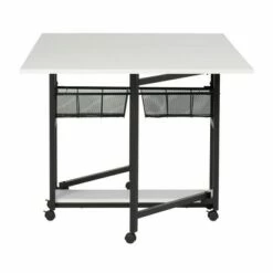 30" Fixed Height Mobile Fabric Cutting Table with Storage Charcoal/White - Sew Ready -Outlet Desks Store unnamed file 8997