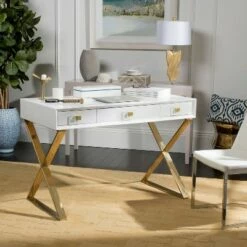 Yesenia Lacquer Desk White - Safavieh