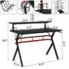 Costway Gaming Computer Desk w/ Monitor Shelf & Storage for Controller Headphone Speaker -Outlet Desks Store unnamed file 902