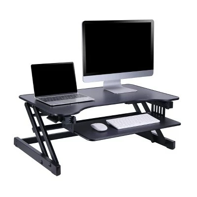 Basic Height Adjustable Sit to Stand Desk Computer Riser - Rocelco Black 4 Basic Height Adjustable Sit to Stand Desk Computer Riser - Rocelco Black - Image 2
