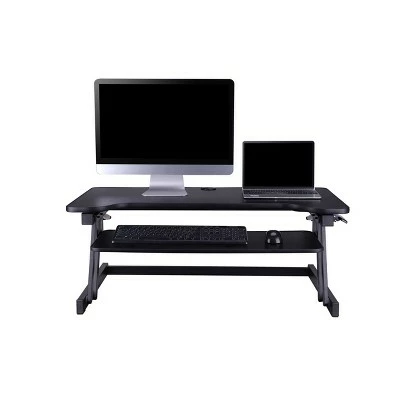 Deluxe Height Adjustable Sit to Stand Desk Computer Riser - Rocelco Gray 4 Deluxe Height Adjustable Sit to Stand Desk Computer Riser - Rocelco Gray - Image 2