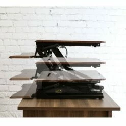 35.4" Airlift Gas Spring Dual Monitor Adjustable Height Standing Desk Walnut - Seville Classics -Outlet Desks Store unnamed file 9129