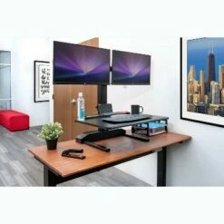 Stand Up Desk Store Power Rise Electric Adjustable Standing Desk Converter Riser with Dual Monitor Mount (28" Wide) (Black) -Outlet Desks Store unnamed file 9203