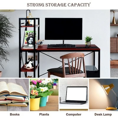 Costway 47.5'' Compact Computer Desk With 4-Tier Storage Bookshelves for Home Office 5 Costway 47.5'' Compact Computer Desk With 4-Tier Storage Bookshelves for Home Office - Image 3